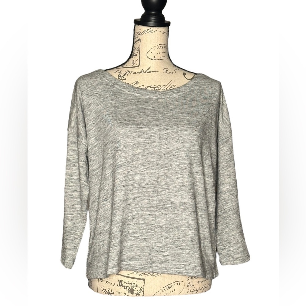 Madewell gray crew neck pullover 3/4 sleeves sweater in EUC semi-cropped size S
